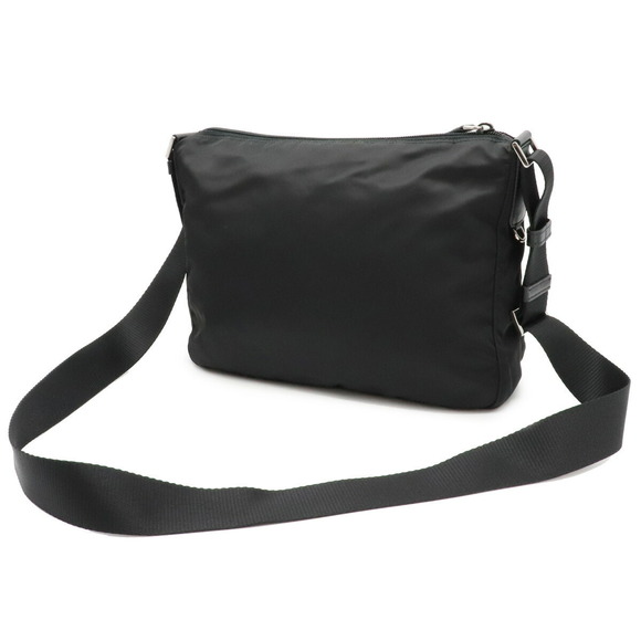 Prada Bag Shoulder Nylon Black Diagonal Nero Leather - Picture 1 of 9